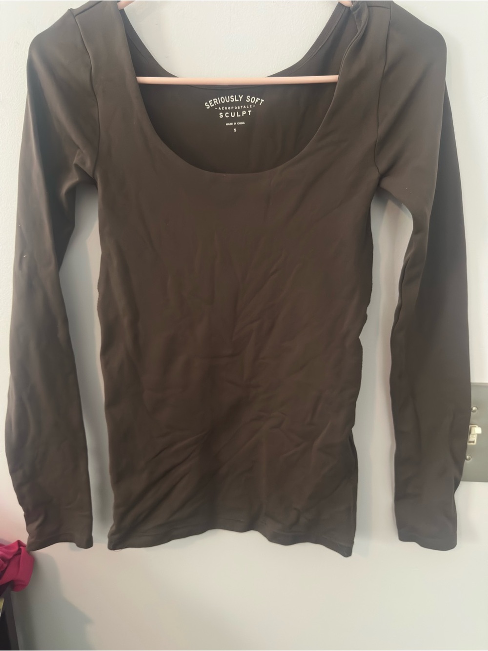 Aeropostale Seriously Soft brown Scoop Neck Long Sleeve Tee